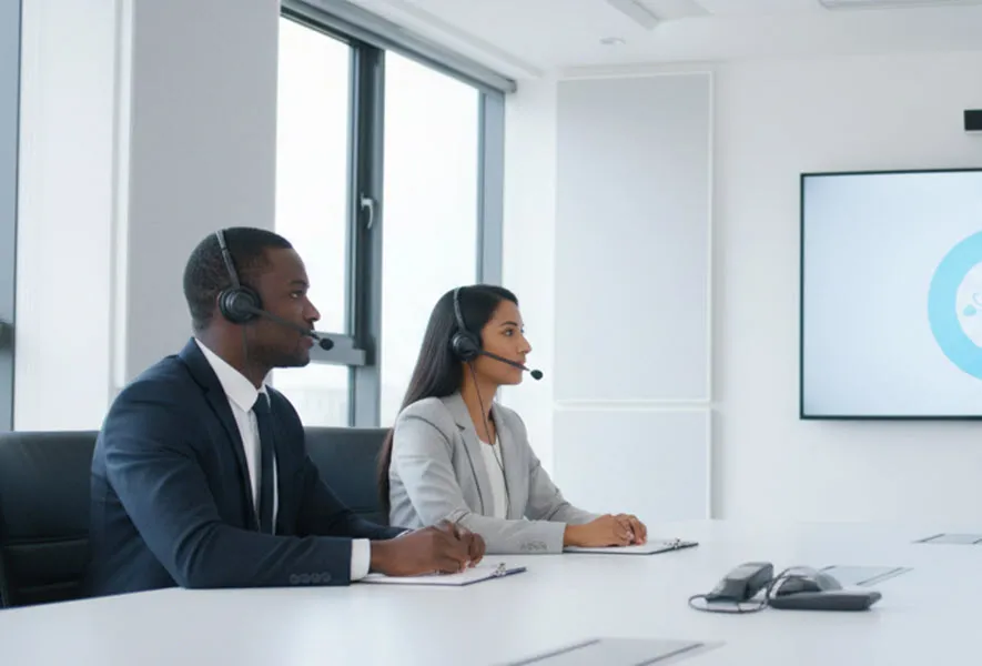 Team on video call