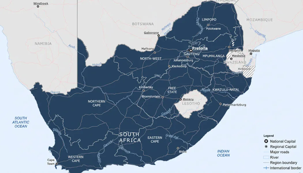 South Africa coverage map